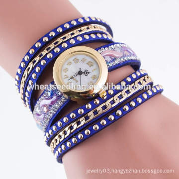 Ladies love rhinestone leather bracelet personalized watches